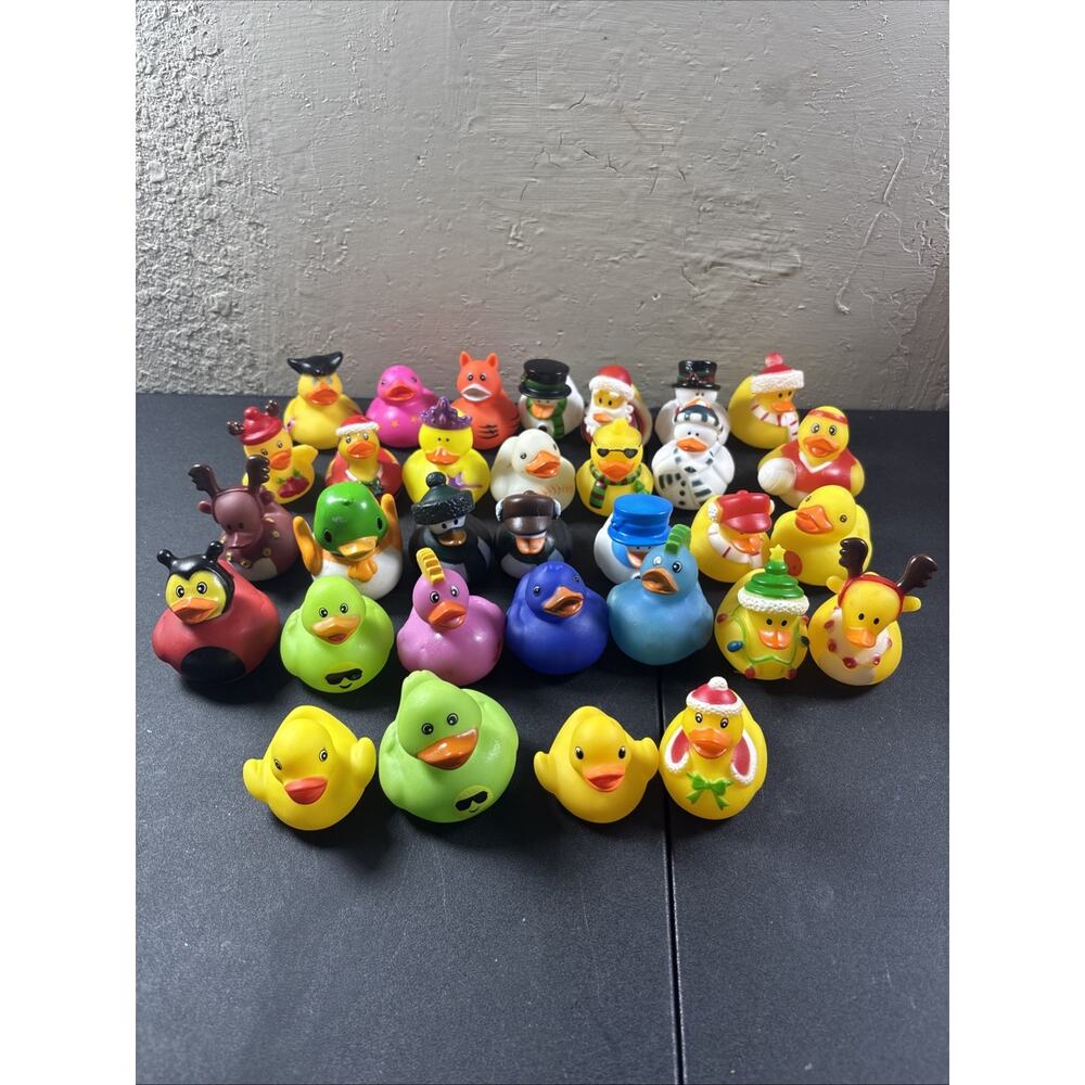 32 Rubber Ducks Assorted Costumes Themes Holidays Jeep Bath Floaters 2+"